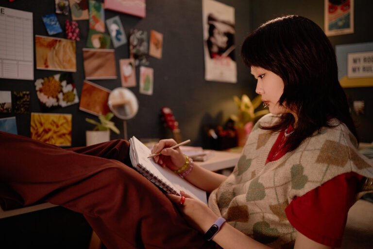 Drawing and Studying in Cozy Artistic Workspace