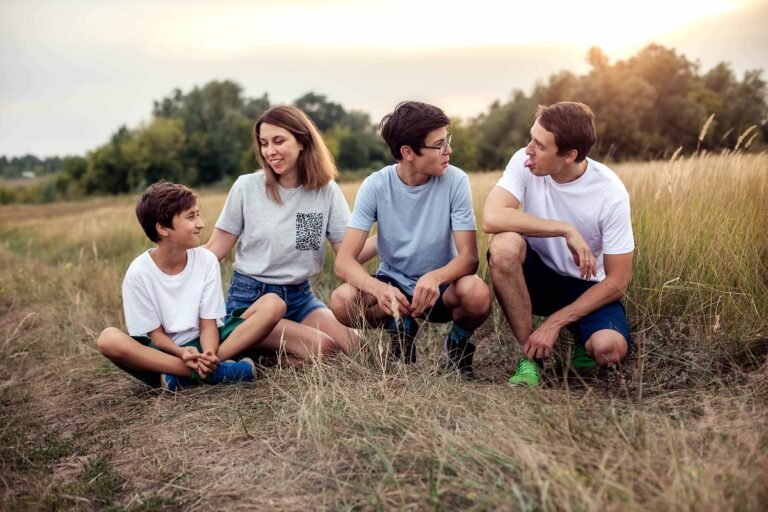 Portrait of a young cheerful family