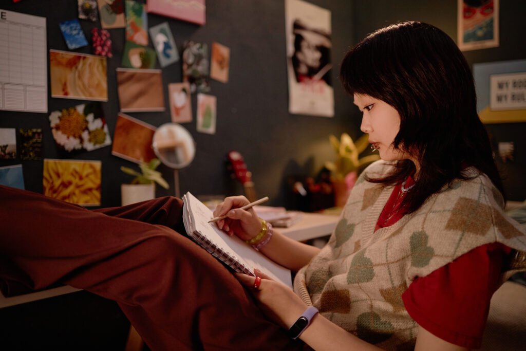 Drawing and Studying in Cozy Artistic Workspace